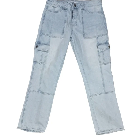 KanCan High Rise Straight Leg Cropped Cargo Jeans Size 9/28 - Picture 3 of 6